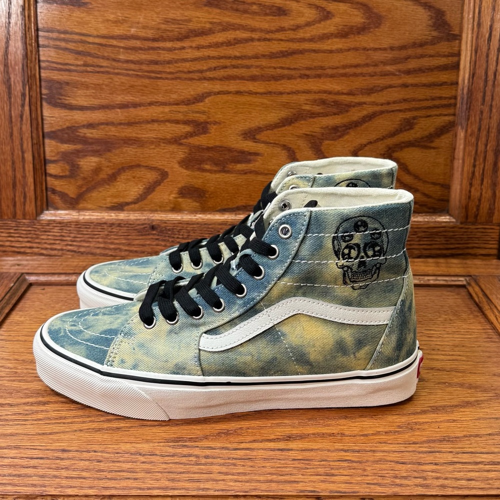 Vans Sk8 Hi Tapered Denim Embroidery Olive White Shoes